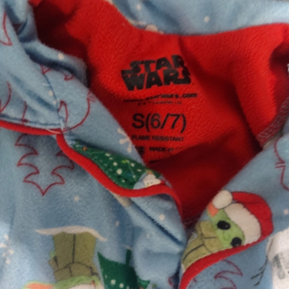 Star Wars The Mandalorian Baby Yoda Christmas Holiday Pajama Set Light blue 6/7 - Picture 4 of 5